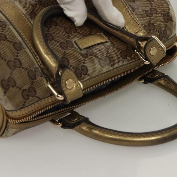 GUCCI GG Crystal Hand Bag Coated Canvas Brown Gold - Picture 6 of 12